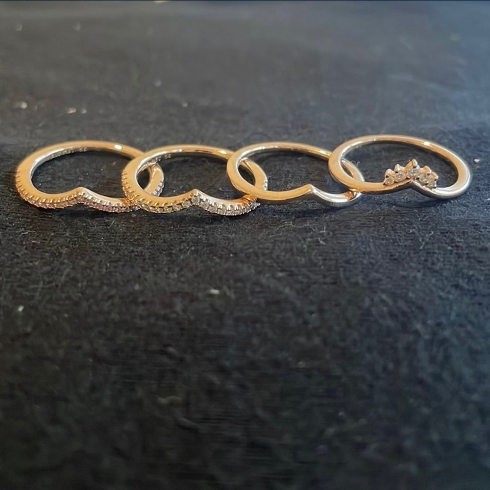 Pandora 14k Rose Gold Plated Wishbone Ring In Size 56(7.5)